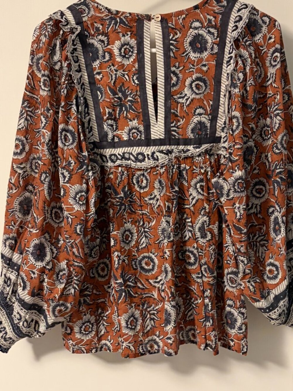 Cleobella Amy organic cotton peasant blouse sienna block size medium bohemian - Picture 3 of 11
